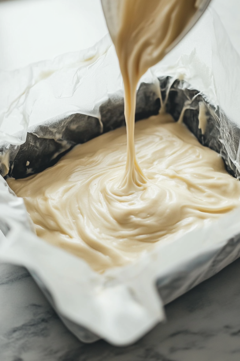 Pour mixture into the loaf pan