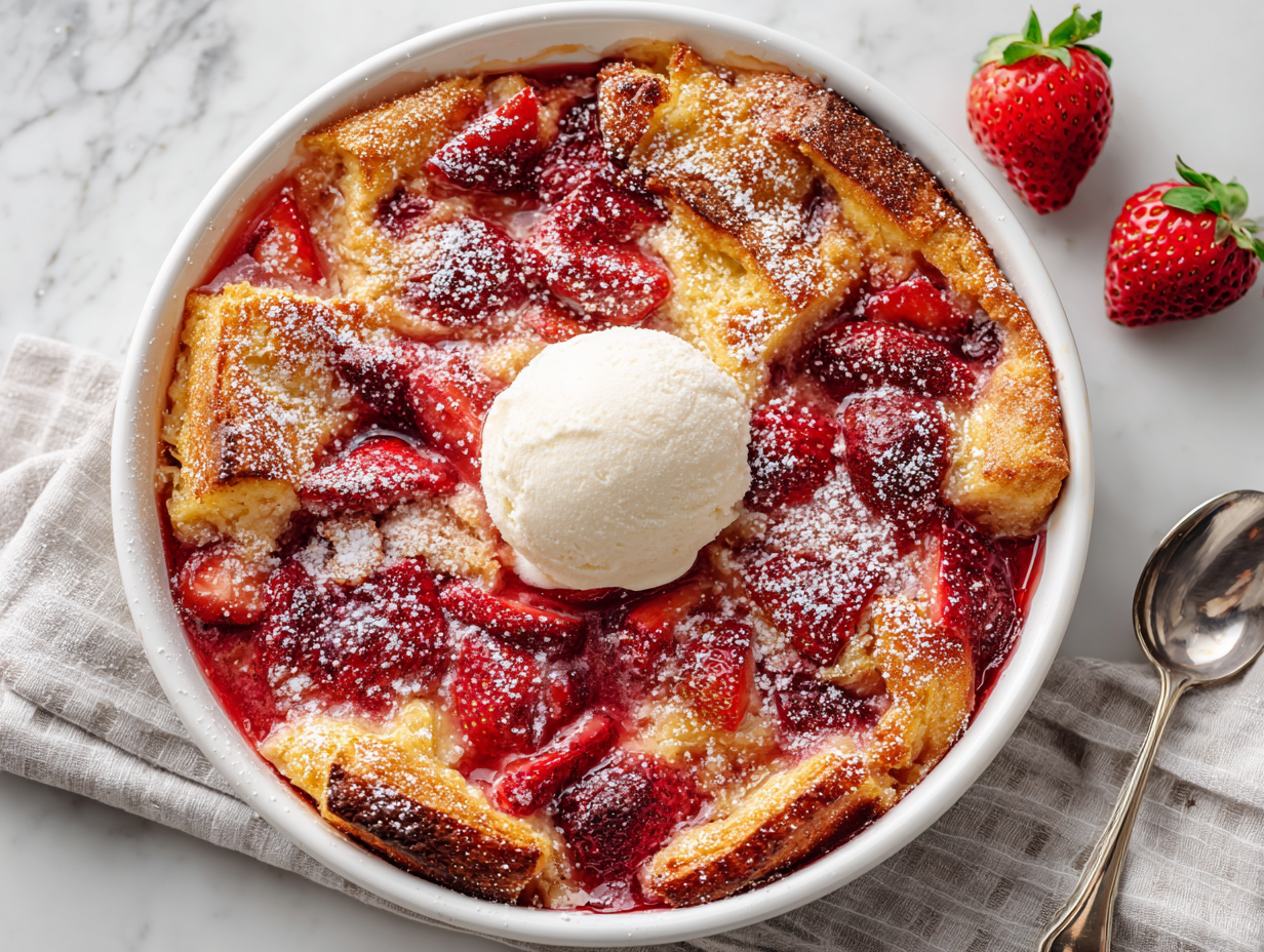 Perfect Strawberry Bread Pudding Souffle Recipe!