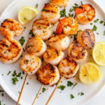 Grilled Scallops and Shrimp Kabobs Recipe is ready to serve