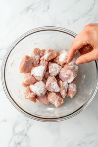 Cut chicken into 1-inch cubes