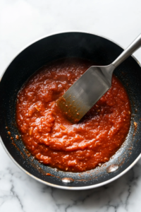 Pour in the sauce and simmer for 1 minute