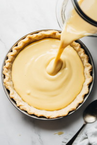 Pouring the Custard into the Pie Crust