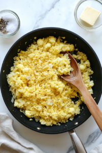 Sautéing the Cauliflower and Onion