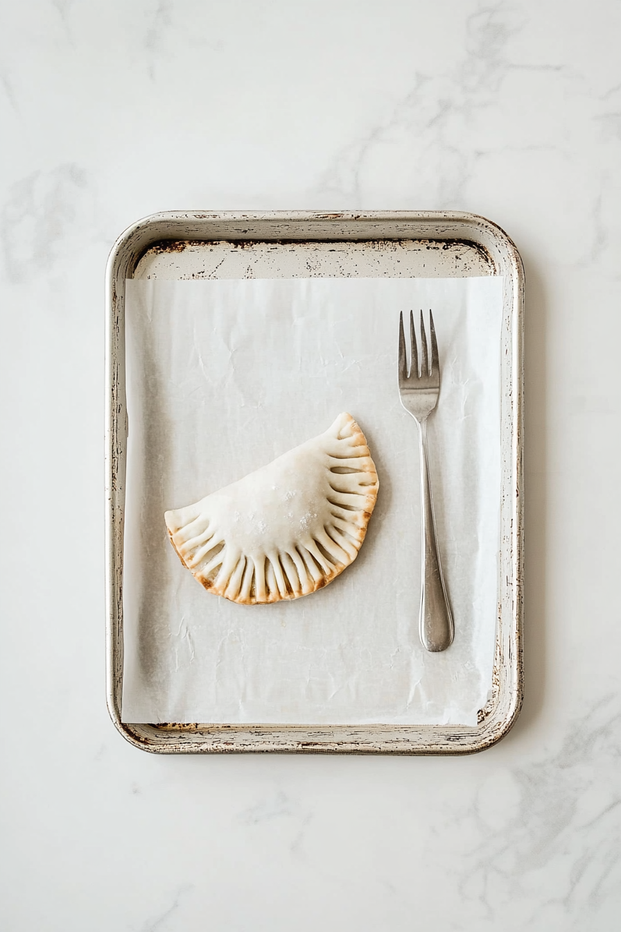 Fold and seal with a fork. Brush tops with egg wash.