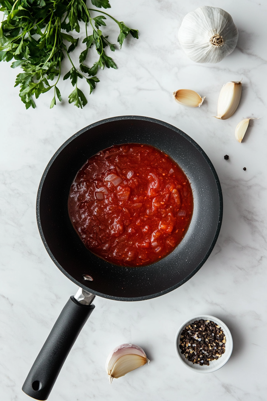 Simmering the Chipotle Sauce with Onions