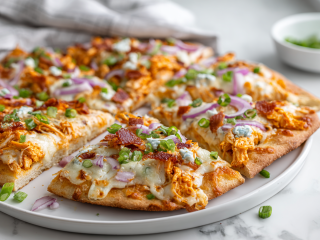 Quick & Easy Buffalo Chicken Flatbread Recipe!