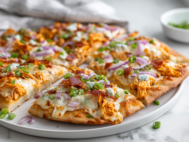 Quick & Easy Buffalo Chicken Flatbread Recipe!