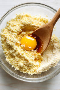 Add egg and vanilla extract; mix to form a soft dough.