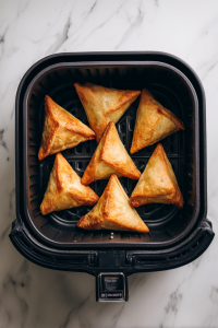 Brush samosas lightly with oil and air-fry for 15–20minutes until golden and crispy.