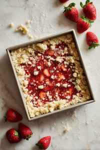 Spread strawberry mixture evenly over the dough base.