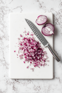Finely chop the red onion.