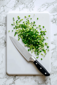 Finely chop the chives or green onions.