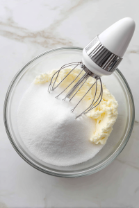 Cream butter and sugar until light, then mix in vanilla and strawberry powder.