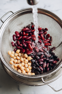 Drain and rinse canned beans thoroughly under cold water.