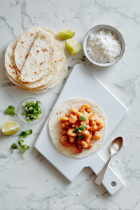 Fill tortillas with shrimp mixture, roll them up, and place seam-side down in a baking dish.