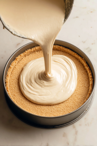 Pour filling over the crust. Tap gently to remove air bubbles.