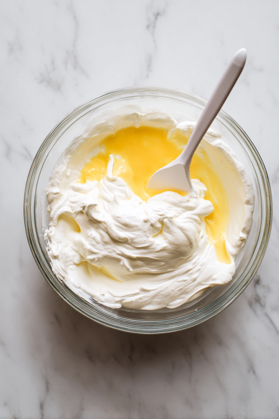 Gently fold the yolk mixture into the beaten egg whites.
