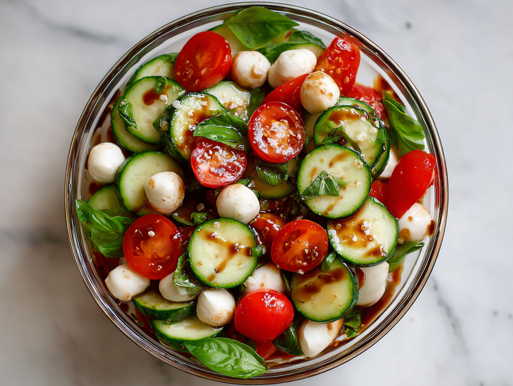 Best Cucumber Caprese Salad Recipe in 10-Mins!