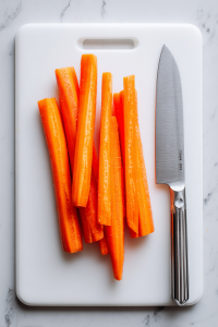 Peel and julienne the carrots or slice them thinly into matchsticks.