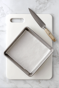 Preheat oven to 350°F (175°C). Line your baking pan with parchment paper.