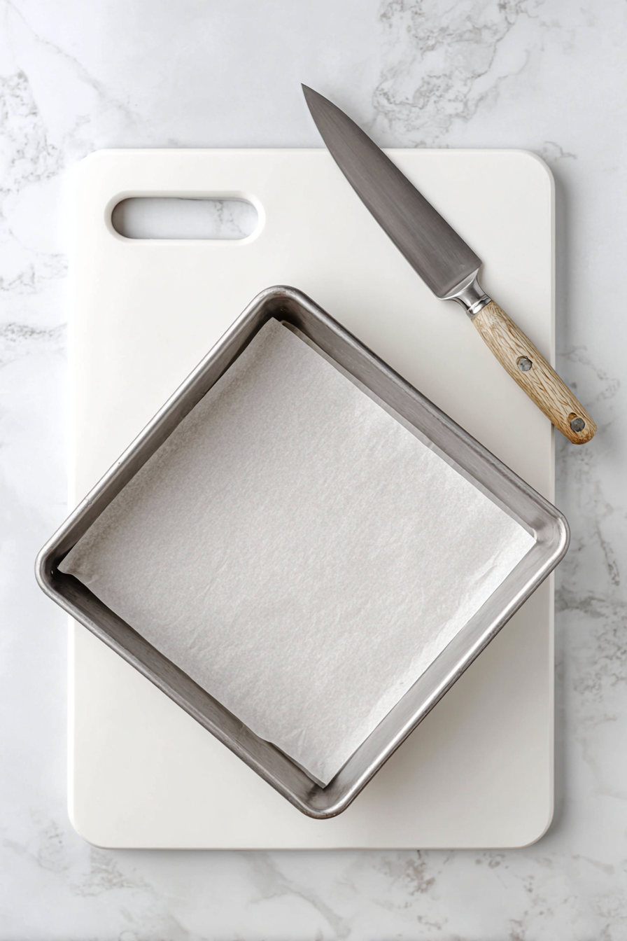 Preheat oven to 350°F (175°C). Line your baking pan with parchment paper.