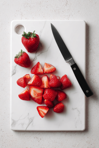 Wash and quarter 1½ lbs of strawberries.
