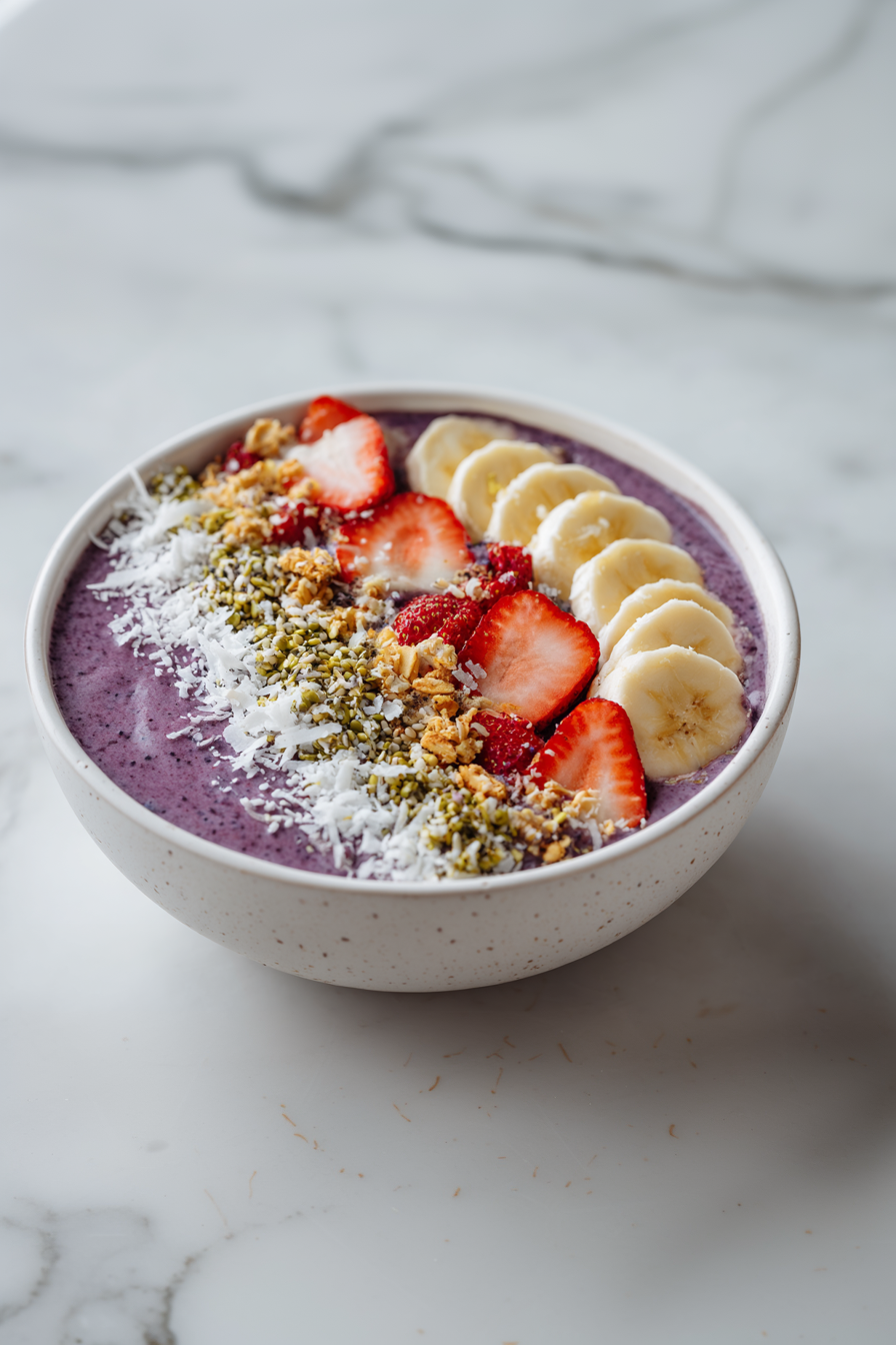 Serve immediately with a spoon. Perfect Smoothie Bowl Recipe!