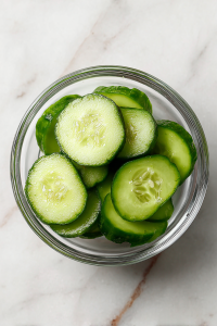 Wash and slice the mini cucumbers into bite-sized rounds or diagonals.