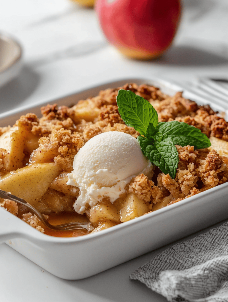Unexpected Delight: Apple Crumble with Vanilla Ice Cream That Turns Comfort on Its Head