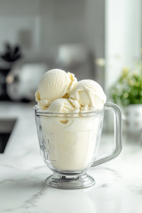 Add two generous scoops of vanilla ice cream