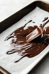 Pour the melted dark chocolate