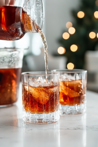 Pour the warm punch into glasses