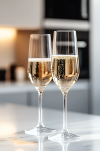 elderflower liqueur and pour a splash into each chilled glass