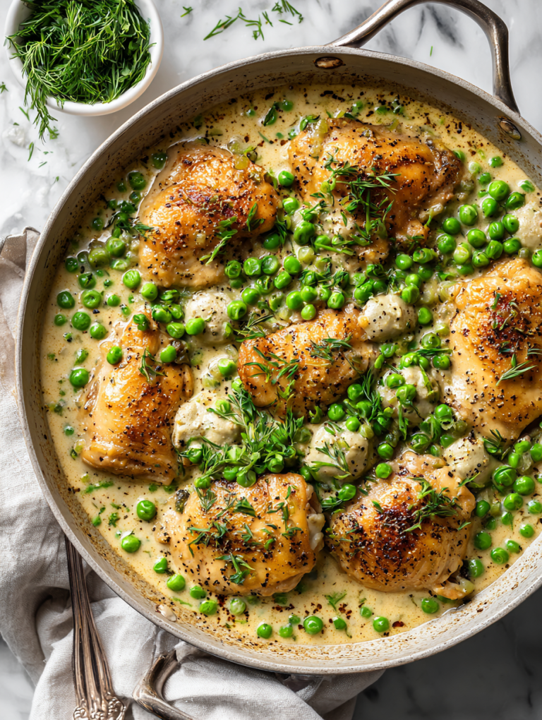 Creamy Chicken Peas Skillet